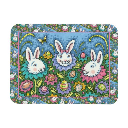 WUNSCH EASTER EGG GARTEN, BUNNY RABBIT BLUME MAGNET (Horizontal)