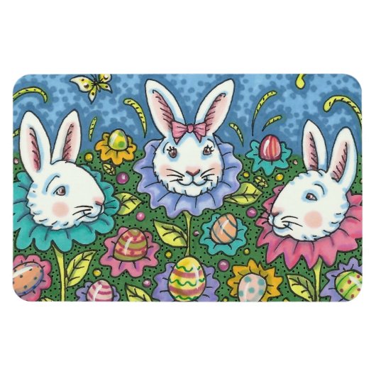 WUNSCH EASTER EGG GARTEN, BUNNY RABBIT BLUME MAGNET (Horizontal)