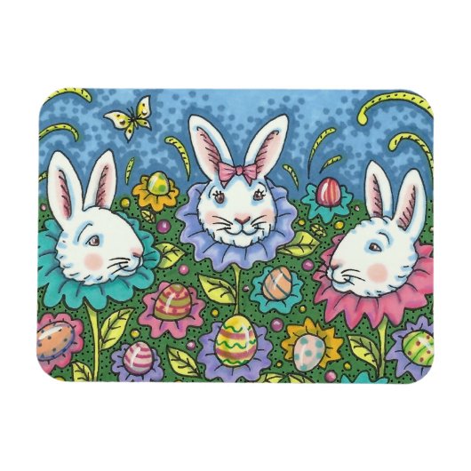 WUNSCH EASTER EGG GARTEN, BUNNY RABBIT BLUME MAGNET (Horizontal)