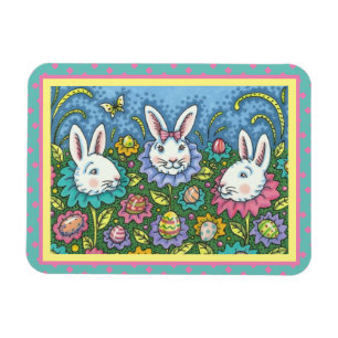 WUNSCH EASTER EGG GARTEN, BUNNY RABBIT BLUME MAGNET
