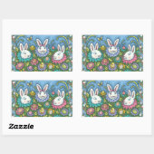 WUNSCH EASTER EGG GARTEN, BUNNY RABBIT BLUME RECHTECKIGER AUFKLEBER (Blatt)