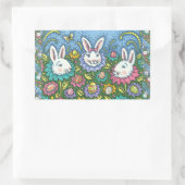 WUNSCH EASTER EGG GARTEN, BUNNY RABBIT BLUME RECHTECKIGER AUFKLEBER (Tasche)