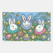 WUNSCH EASTER EGG GARTEN, BUNNY RABBIT BLUME RECHTECKIGER AUFKLEBER (Vorderseite)