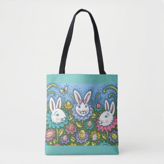 WUNSCH EASTER EGG GARTEN, BUNNY RABBIT BLUME TASCHE (Vorderseite)
