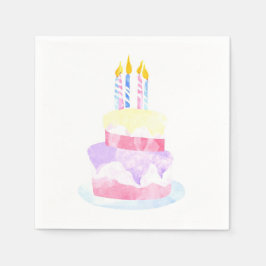 Wunsch erfüllen | Wasserfarbe Happy Birthday Cake Serviette