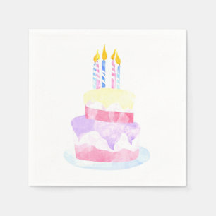 Wunsch erfüllen Wasserfarbe Happy Birthday Cake Serviette
