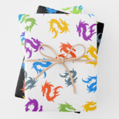 WUNSCH FARBFARBENES CHINESISCHES DRAGON-PATTER GESCHENKPAPIER SET (Beispiel)