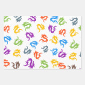 WUNSCH FARBFARBENES CHINESISCHES DRAGON-PATTER GESCHENKPAPIER SET (Vorderseite)