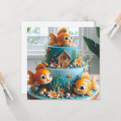 WUNSCH GROSSER MIT AUGEN GOLDFISCH THEMED GEBURTST KARTE (Vorderseite/Rückseite Beispiel)