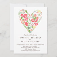 WUNSCH SPRING FLORAL HEART WEDING INVITATION