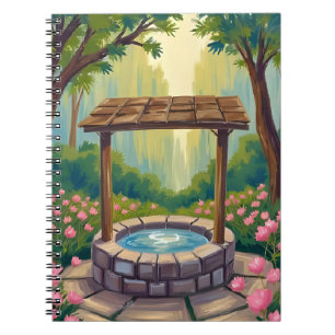 Wunschbrunnen Magischer Blumenwald Notizblock