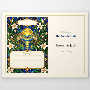 Wunschbuch für die Hochzeit mit Krokodil-Motiv Postkarte