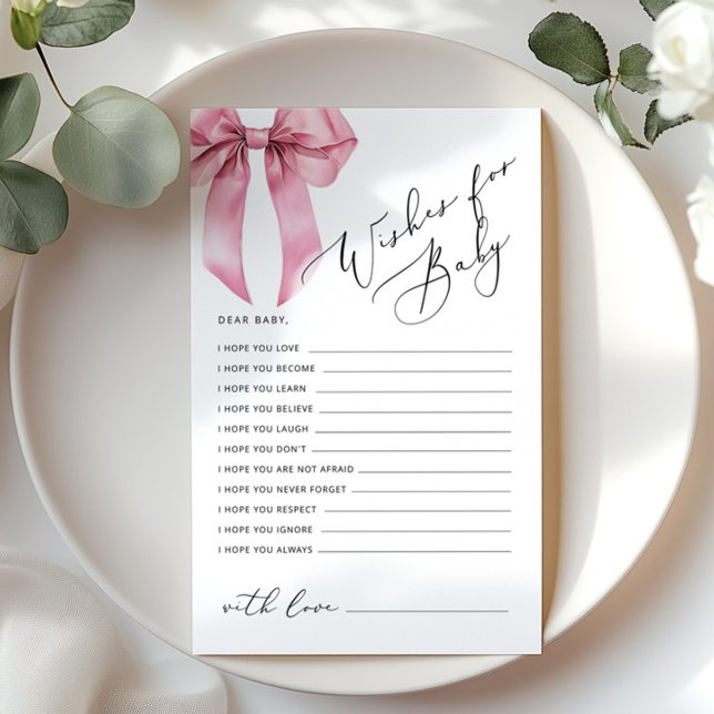 Wünsche Baby Pink Bow Baby Duschkarte (Von Creator hochgeladen)