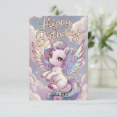 Wünsche Celestial Unicorn Geburtstag Karte (Stehend Vorderseite)