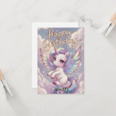 Wünsche Celestial Unicorn Geburtstag Karte (Vorderseite/Rückseite Beispiel)