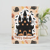Wünsche Custom Happy Halloween Feiertagskarte (Stehend Vorderseite)