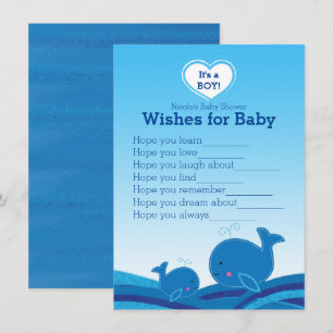 Wünsche der Blauwale für Baby Shower Spiel Einladung