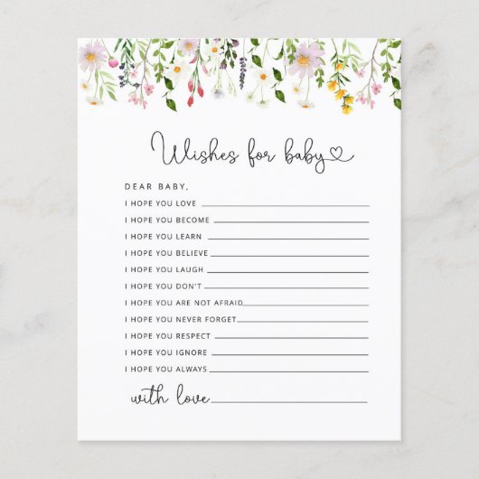 Wünsche der Wildblumen für die Babykarte (Vorderseite)