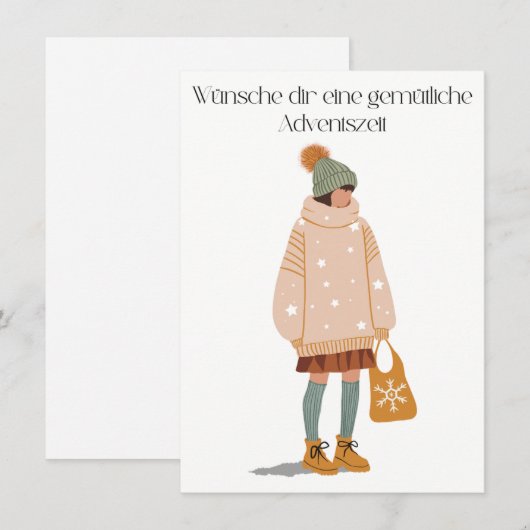 Wünsche dir eine gemütliche Adventszeit Dankeskarte (Vorne/Hinten)