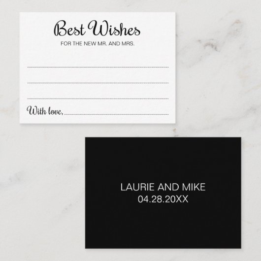 Wünsche Frau Schwarz-weiß Wedding Guest Book Card Platzkarte (Vorne/Hinten)