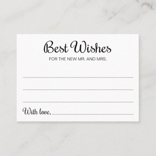 Wünsche Frau Schwarz-weiß Wedding Guest Book Card Platzkarte (Vorderseite)