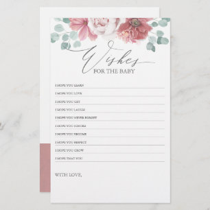 Wünsche für Baby - Baby Shower Fun Game Floral