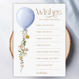 Wünsche für Baby Blue Balloon Baby Showgame Card Einladung