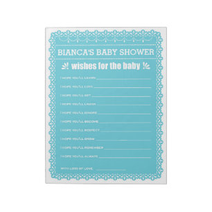 Wünsche für Baby Blue Papel Picado Baby Shower Notizblock