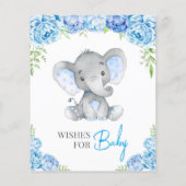 Wünsche für Baby Cards Blue Boy Elephant Dusche (Rückseite)