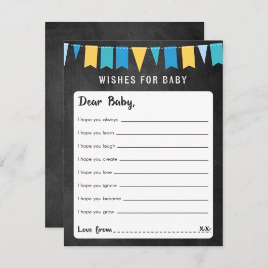 Wünsche für Baby Chalkboard Babyduschkarte Einladung (Vorne/Hinten)
