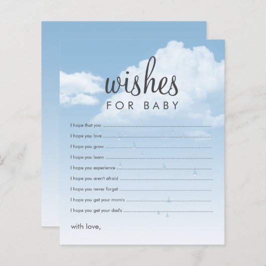 Wünsche für Baby Clouds Babyduschberatungskarten (Vorne/Hinten)
