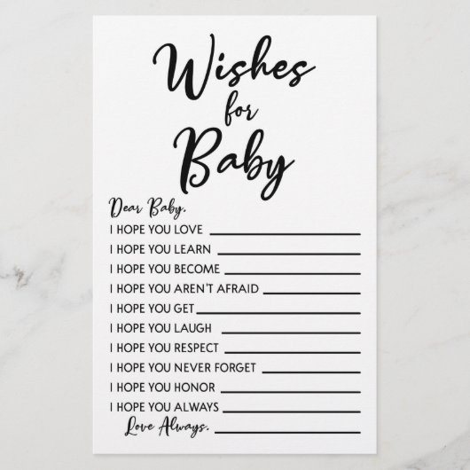 Wünsche für Baby-Dusche Briefpapier (Vorderseite)