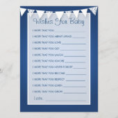 Wünsche für Baby Dusche Liebe Bunting Blue Hinweiskarte (Vorderseite)