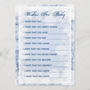 Wünsche für Baby Dusche Nacht Sparkle Blue Einladung