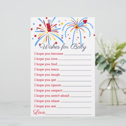 Wünsche für Baby Dusche Red White and Due (Stehend Vorderseite)