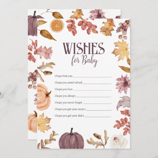 Wünsche für Baby, Fall Baby Wünsche Einladung (Vorne/Hinten)