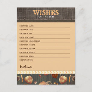 Wünsche für Baby Fall Pumpkin Boys Baby Dusche Postkarte