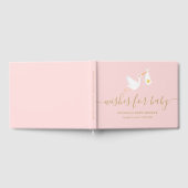 Wünsche für Baby Girl Pink Stork Star Baby Dusche Gästebuch (Voll)