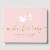 Wünsche für Baby Girl Pink Stork Star Baby Dusche Gästebuch (Vorderseite)