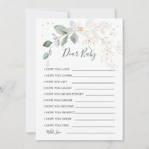 Wünsche für Baby Green Gold Foliage Duwer Game Einladung