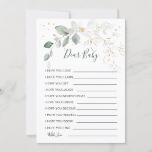 Wünsche für Baby Green Gold Foliage Duwer Game Einladung