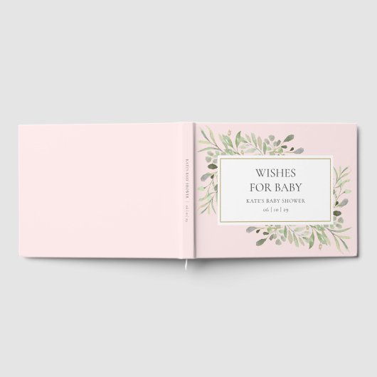 Wünsche für Baby Greenery Girl Pink Babydusche Gästebuch (Voll)