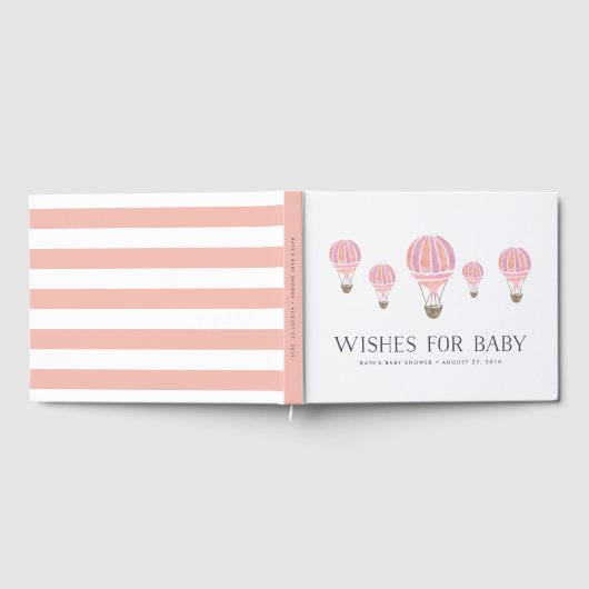 Wünsche für Baby | Heißluftballon Babydusche Gästebuch (Voll)