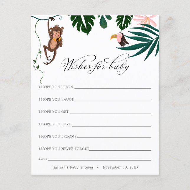 Wünsche für Baby Jungle Baby Dusche Postkarte (Vorderseite)