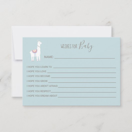 Wünsche für Baby Llama Baby Shower Boy Niedlich Bl (Vorderseite)