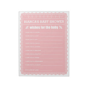 Wünsche für Baby Pink Papel Picado Baby Dusche Notizblock