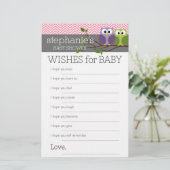 Wünsche für Baby Shower Games Pink Niedlich Owls G (Stehend Vorderseite)
