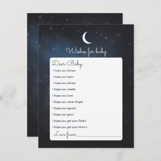 Wünsche für Baby Showgame Card Einladung (Vorne/Hinten)