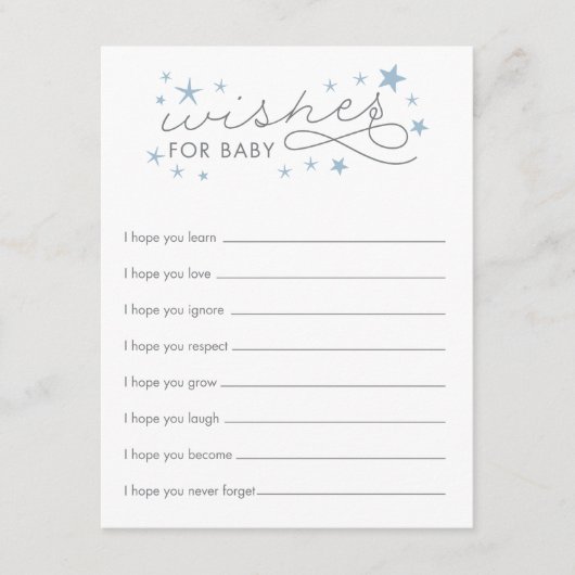 Wünsche für Baby Star Baby Duschkarte Blue (Vorderseite)
