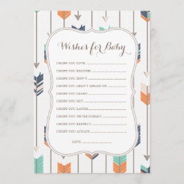 Wünsche für Baby Tribal Arrows Dusche Navy Orange Hinweiskarte